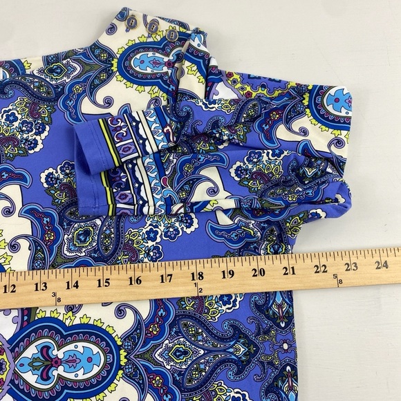 Charter Club Blue and White Paisley Blouse - Picture 8 of 11